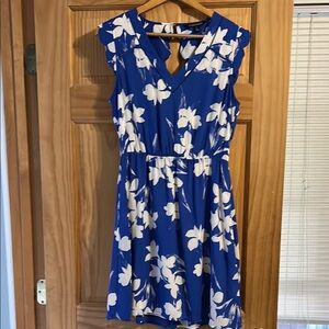 Blue Floral Sleeveless Dress